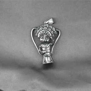 Collier avec pendentif personnage d'opéra de Pékin rétro ethnique en argent antique