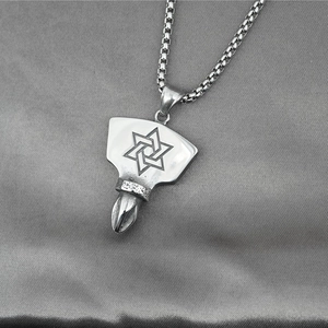 Collier vintage en acier inoxydable avec pendentif étoile hexagramme et tournevis