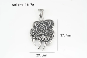 Détails du pendentif griffe d'ours avec motifs celtiques et dimensions de l'article