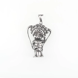 Collier pendentif personnage d'opéra de Pékin chinois rétro en argent finition vintage