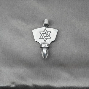 Pendentif rétro en acier avec étoile hexagramme et motif de tournevis croix