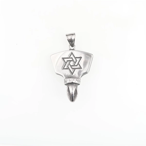 Pendentif bouclier avec étoile hexagramme en acier inoxydable rétro pour hommes