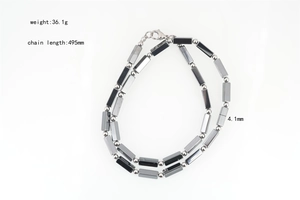 Detail view of titanium steel beaded necklace with 495mm length and 36.1g weight