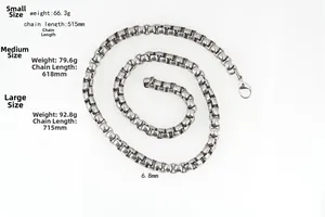 Detaillierter Größenvergleich von Titanstahlketten in den Längen 515 mm, 618 mm und 715 mm