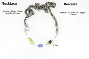 Détails du coffret collier et bracelet ethnique avec spécifications de taille et poids