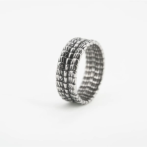 Vintage Dragon Scale Titanium Steel Ring For Men Women Punk Hip Hop Antiqued Silver Band Ring Retro Geometric Jewelry