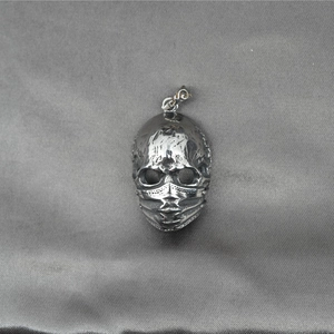 Collier avec pendentif crâne masqué style punk gothique en acier inoxydable vieilli