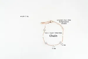 Détails de la chaîne en or rose 160mm avec perles 5,6mm et sphères de cristal 6,3mm