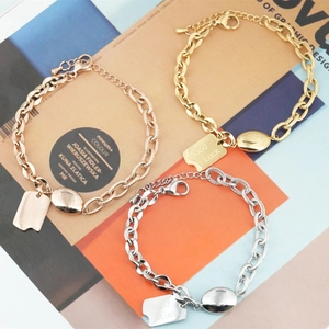 Titanium Steel Good Luck Tag Charm Bracelet For Women Niche Design Adjustable Mixed Chain Link Elegant Fashion Jewelry Gift