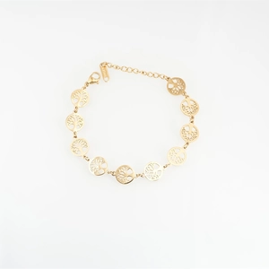 Bracelet arbre de vie en acier titane doré pour femme avec fermoir mousqueton ajustable