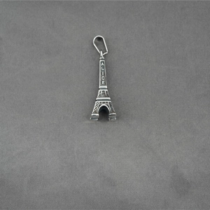 Minimalist silver Eiffel Tower pendant necklace with Alice engraving in vintage steel finish