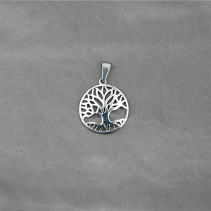 Polished titanium steel Tree of Life hollow round pendant necklace for men and women
