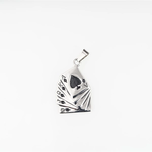 Hip hop poker card ace of spades pendant necklace in polished stainless steel for men women
