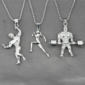 Collana con Ciondolo Fitness Gym in Acciaio al Titanio da Uomo Hip Hop Bodybuilding Uomo Muscoloso Donna Runner Gioielli Sportivi Regalo