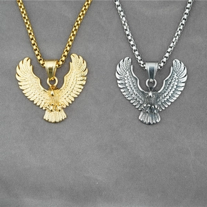 Vintage Titanstahl Adler Anhänger Halskette Für Herren Damen Punk Edelstahl Adlerflügel Halskette Box Chain Schmuck