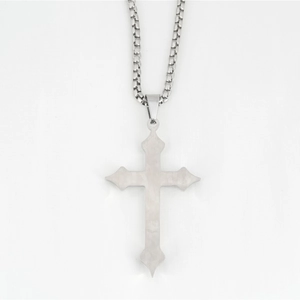 Collana con ciondolo a croce in acciaio al titanio minimalista con catena a scatola