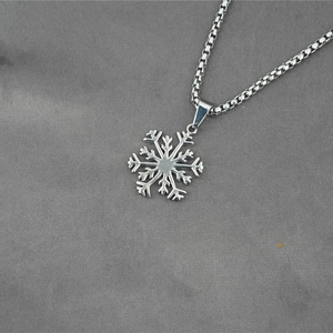 Collier minimaliste en acier inoxydable avec pendentif flocon de neige et chaîne box