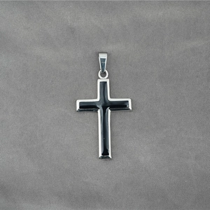 Pendentif croix minimaliste en acier inoxydable argent et noir pour style hip hop