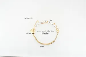 Détails du bracelet cœur en perles dorées avec longueur de 160 mm et pendentif de 12,7 mm