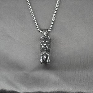 Vintage Hip Hop Titanstahl Pitbull Bulldogge Anhänger Halskette Retro Punk Tier Streetwear Schmuck Für Herren Damen