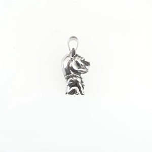 Polierter silberner Bulldoggen-Anhänger aus Titanstahl für Hip-Hop-Schmuck im 3D-Stil