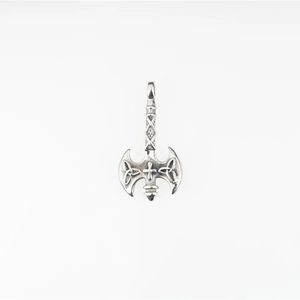 Vintage Viking double-sided axe pendant with Celtic knots and cross in silver steel