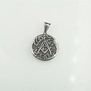 Vintage stainless steel Freemason pendant necklace featuring All-Seeing Eye and Compass G symbol