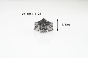 Detail of Viking Thor hammer ring with Celtic knots, weight 11.2g and height 17.5mm