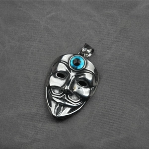 Edelstahl-Clownmasken-Anhänger im Punk-Stil mit blauem Auge des Teufels Detail