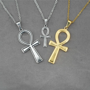 Collana a Croce Ankh in Acciaio al Titanio Vintage per Uomo Donna Hip Hop Antico Simbolo Vita Egiziano Ciondolo Gioielli Non Sbiadisce