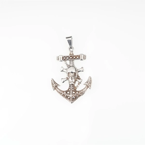 Men's hip hop skull and anchor necklace in punk style stainless steel jewelry