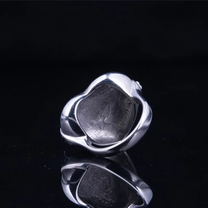 Vintage style stainless steel heart ring with polished finish and matte inner texture