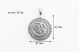 Detail of Viking dragon pendant in vintage steel with weight and size specifications