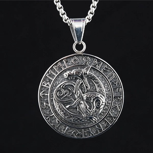 Viking Ouroboros Snake Pendant Titanium Steel Necklace Men Retro Nordic Rune Mythology Jewelry Antique Silver Charm Necklace