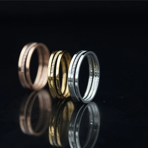 Minimalistische Titanstahl Drei Ineinandergreifende Ringe Mehrschichtig Zirkonia Eingelegt Mode Schmuck Für Damen Und Herren