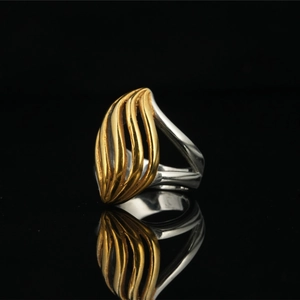 Vintage Titanium Steel Leaf Shape Wave Ring Two Tone Gold Silver Hollow Band For Men Women Punk Jewelry Accessories