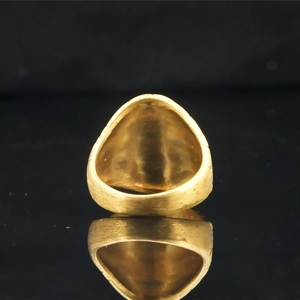 Punk style matte gold signet ring for men and women with irregular wide brushed surface