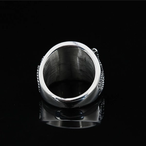 Bague serpent vintage en acier au titane avec pierres pour hommes, accessoire ethnique