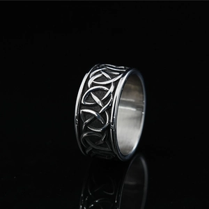 Viking Celtic Knot Titanium Steel Ring For Men Women Vintage Punk Wide Band Antique Silver Biker Fashion Jewelry Finger Ring