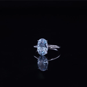 Luxurious silver titanium steel ring featuring a large oval cut sparkling gemstone