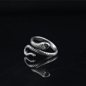 Bague Serpent en Acier au Titane Vintage pour Hommes Femmes Rétro Oxydé Texture d'Écailles Punk Gothique Bijou de Doigt