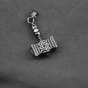 Minimalist vintage Viking Thor's hammer pendant necklace in durable stainless steel