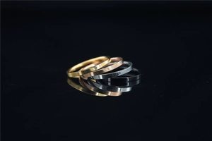 Polished minimalist titanium steel rings set in gold silver black and rose gold finishes