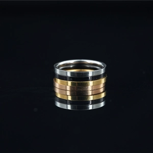 Minimalist titanium steel ring set in silver, gold, black, and rose gold finishes