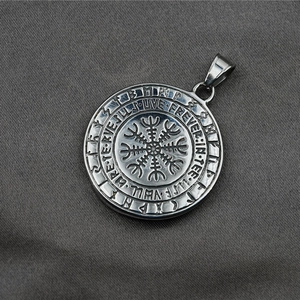 Wikinger Vegvisir Kompass Anhänger Halskette aus Retro-Edelstahl für Damen und Herren