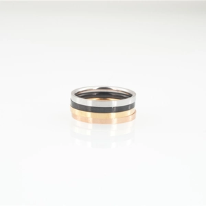 Four-piece minimalist titanium steel ring set in silver, black, gold and rose gold colors