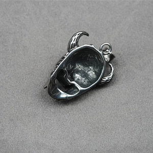 Gothic bull horn skull pendant necklace in silver titanium steel for men punk jewelry