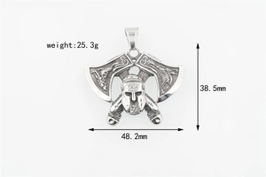 Tableau des tailles détaillé pour pendentif guerrier viking et hache en acier vintage