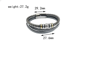 Spécifications de taille pour bracelet en cuir tressé à trois couches avec fermoir magnétique