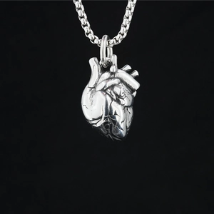 Edelstahl Anatomisches Herz Anhänger Halskette Retro Punk Gothik Stil 3D Realistisches Herz Schmuck Für Damen Herren Geschenk
